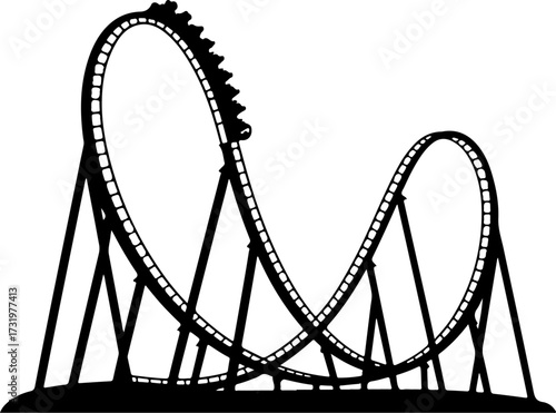 Roller coaster ride silhouette vector illustration
