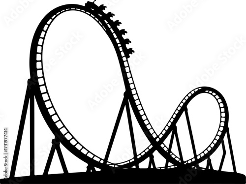 Roller coaster ride silhouette vector illustration