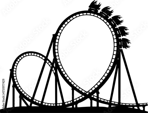 Roller coaster ride silhouette vector illustration