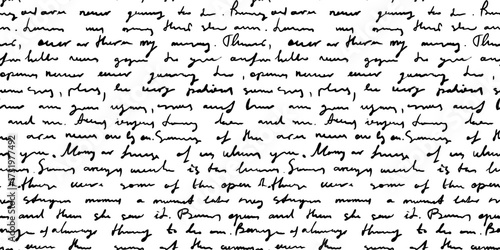 Hand written vector unreadable text seamless vector pattern, Abstract doodle cursive writing background