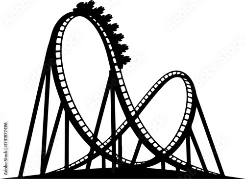 Roller coaster ride silhouette vector illustration