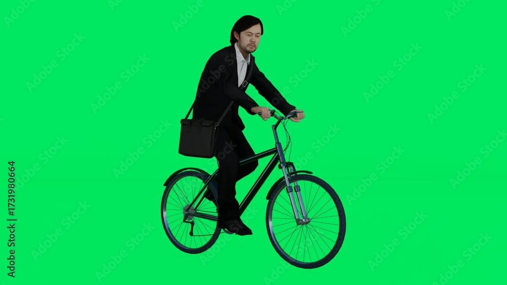 custom made wallpaper toronto digitalA man in suit riding bicycle green screen animated chromakey background expression scene motion depth emotion frame colorful creative figure movement design composition cartoonish elements