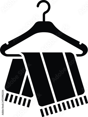 Black Scarf On A Hanger Icon clothing fashion