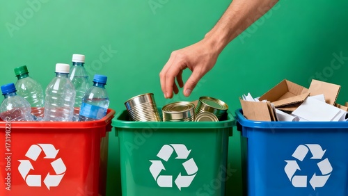 Recycling bins with sorted waste