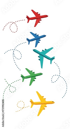 Colorful Airplane Flight Paths.