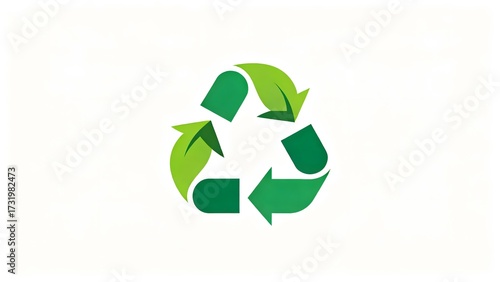 Recycling symbol with green arrows
