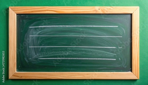 Empty green chalkboard with wooden frame (1)