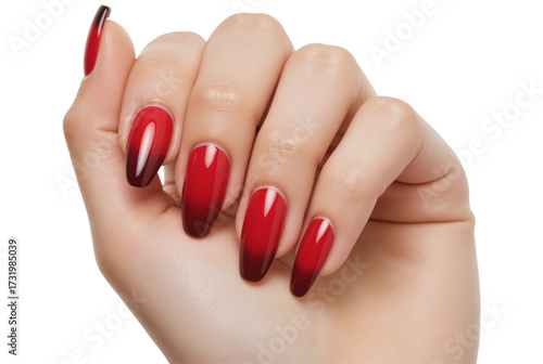 Red Ombre Nail Design – Stylish Manicure Technique for Beauty Blogs and Cosmetic Presentations