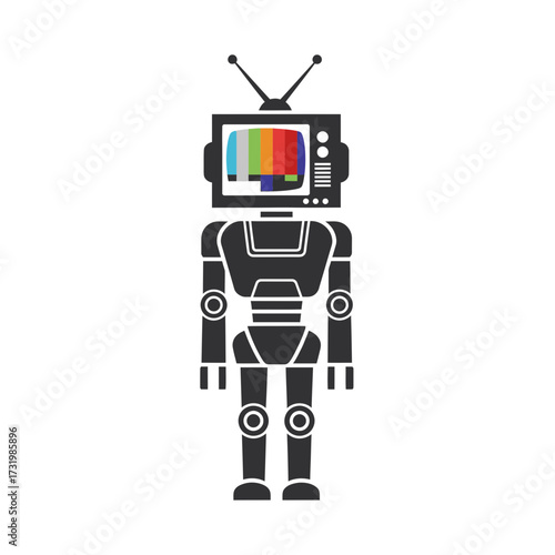 Illustration of a robot with a television for a head.