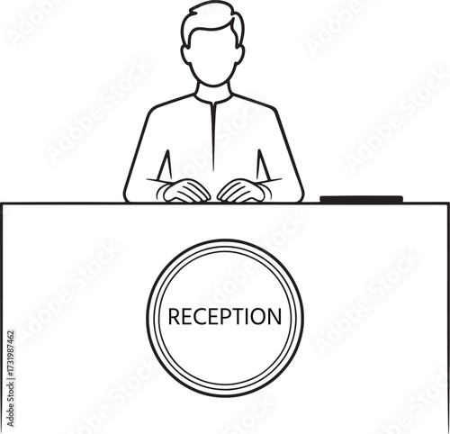 Black and White Reception Drawing Representing Hospitality and Service