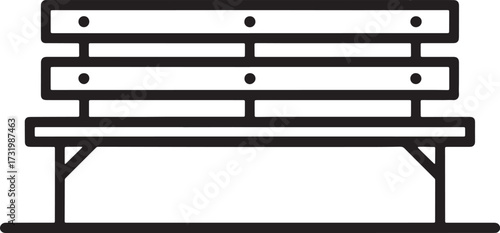 Bench Icon with Slats and Support Legs for Garden or Public Space