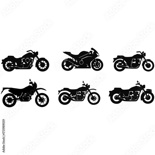 Comprehensive Vector Collection of Bike Styles Including Cruiser, Sport, Dirt, Scrambler, and Classic Designs for Logos, Graphics, and Garage Decor
