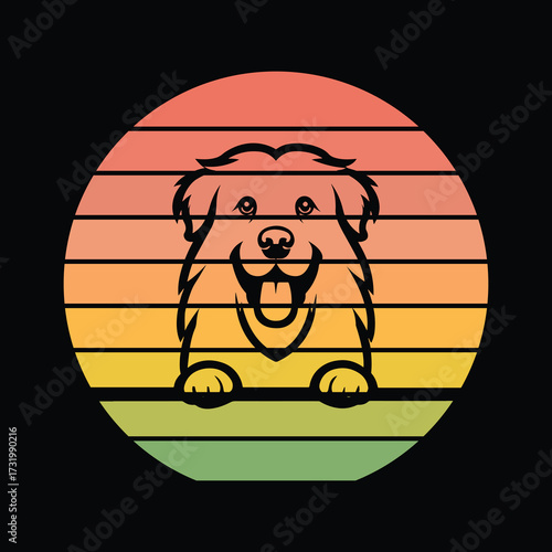 Maremmano Abruzzese Sheepdog Peeking Sunset Vintage Retro Dog Lover