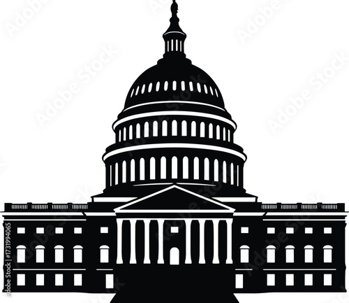 Silhouette of the United States Capitol Building with dome and columns washington dc government