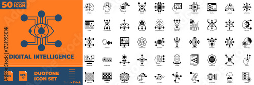 Digital Intelligence Duotone Icon Set