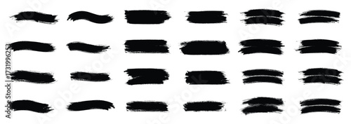 vector paint brush stroke set, Brush strokes, black ink lines, vector abstract set with paint brush grunge texture on white background.