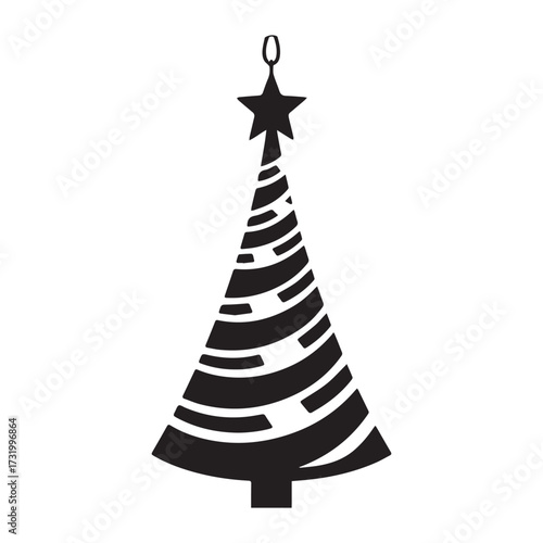 Festival silhouette decoration featuring spiral tapering design with star top resembling Christmas tree.