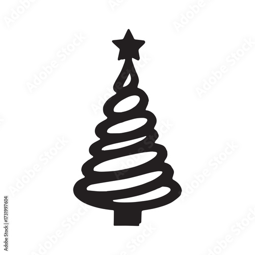 Festival silhouette decoration featuring spiral tapering design with star top resembling Christmas tree.