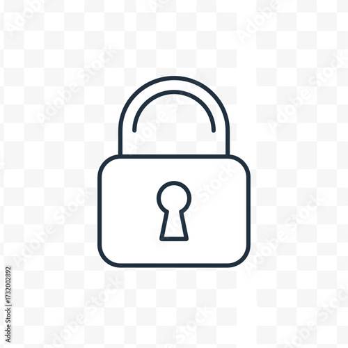 Simple line art padlock icon on a transparent background  
