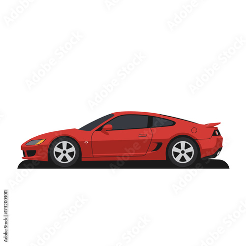 Red sports car illustration in sleek design on a white background  