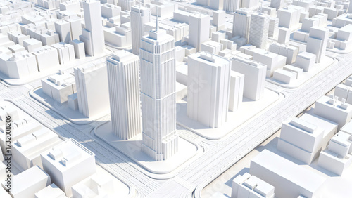 Minimalist White 3D City Model
