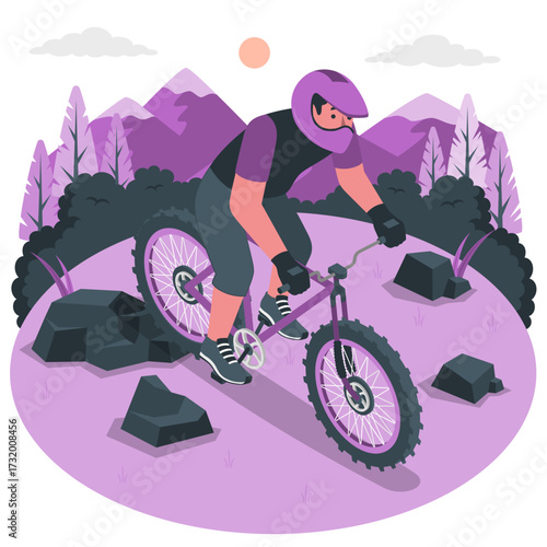 Mountain biking Isometric Illustrations
