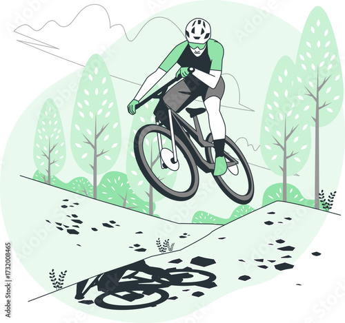 Mountain biking Cartoon Illustrations
