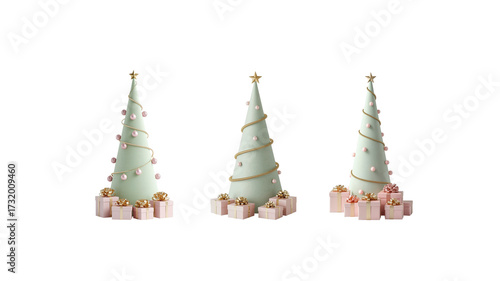 Christmas tree with gifts on transparent background