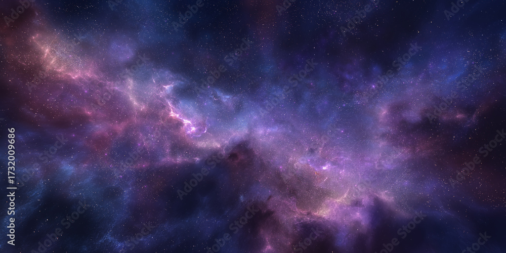 Fototapeta premium Galaxy starfield with glowing nebula clouds