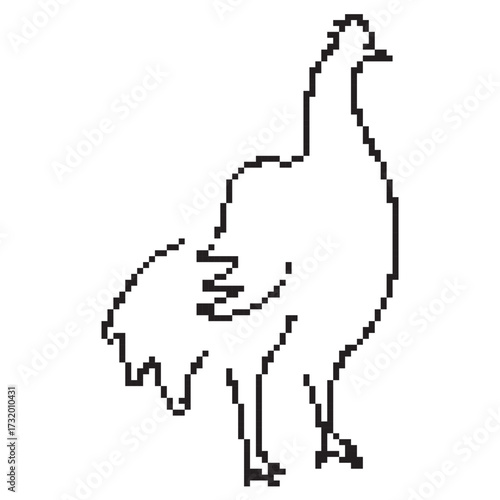 rooster pixel icon, 8-bit. Isolated vector illustration.