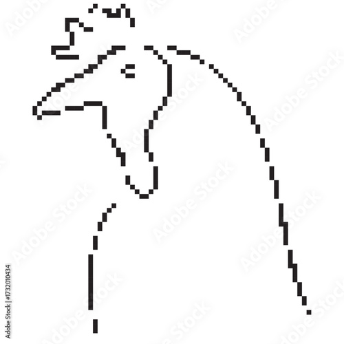rooster pixel icon, 8-bit. Isolated vector illustration.