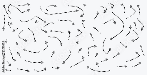 Directional dotted arrow set pattern design on a white background