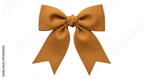 Isolated golden-yellow grosgrain ribbon bow, festive decoration, for gift wrapping and embellishing