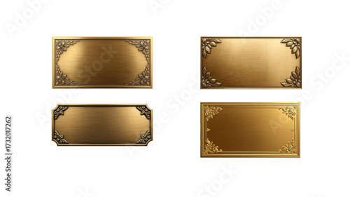 Golden plaque on transparent background