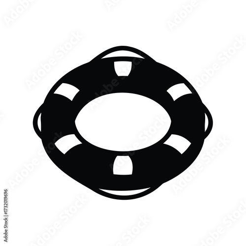 Black and white silhouette of a life preserver for water safety