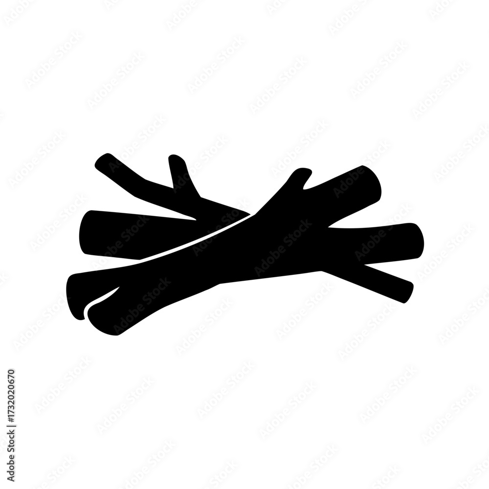 Obraz premium Black Silhouette of Stacked Logs, Representing Firewood or Lumber Material