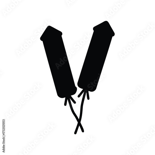 Silhouette Illustration of Two Roman Candles Aiming Upward for Celebration