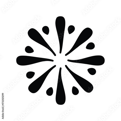 Abstract radial design featuring teardrop shapes radiating from a central point