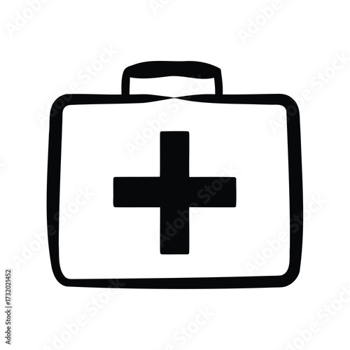 First aid kit icon in simple line drawing style illustration design