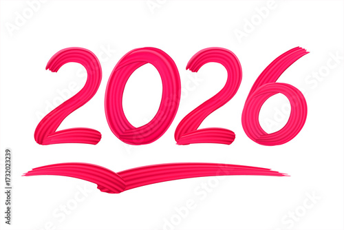2026 A Happy New Year congrats. Brush stroke 2026 illustration for New Year greeting card. Template for web, social network, cover, calendar. Decorative business web banner. Creative Christmas	