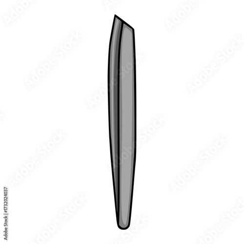 Stylized vector illustration of a single gray nail file with a smooth, elongated shape and a black outline, isolated on a white background.