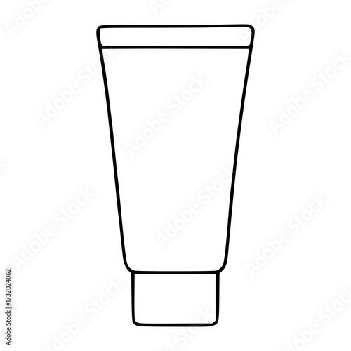 Minimalist vector illustration of a cosmetic tube with a clean, simple outline, perfect for beauty product packaging or branding.