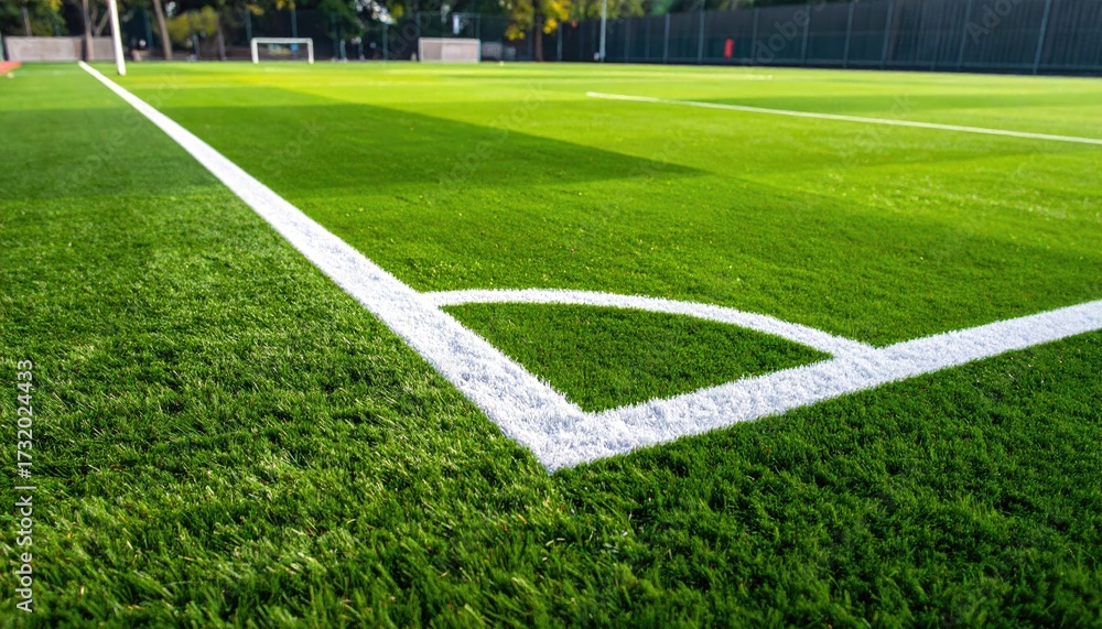 Obraz premium Close-up of a soccer field corner