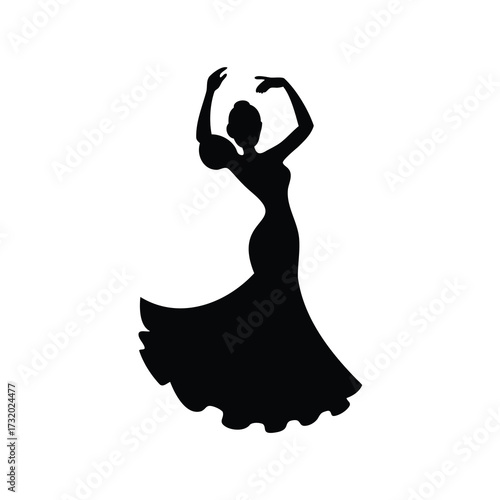 Elegant Silhouette of a Woman in a Traditional Dance Pose with Style