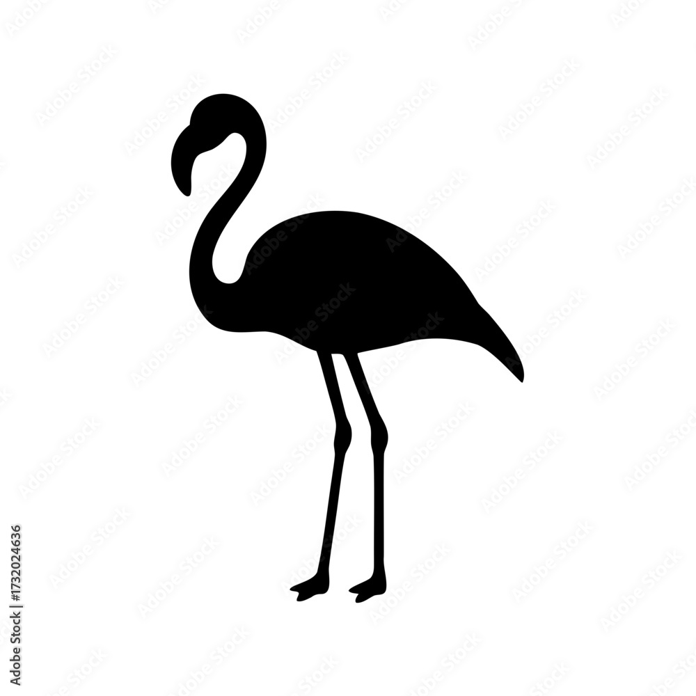 Obraz premium Simple elegant black silhouette of a flamingo standing on one leg