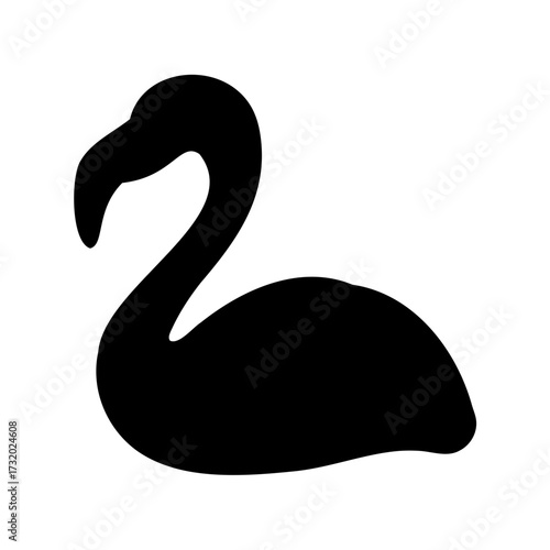 Simple elegant black silhouette of a flamingo standing on one leg