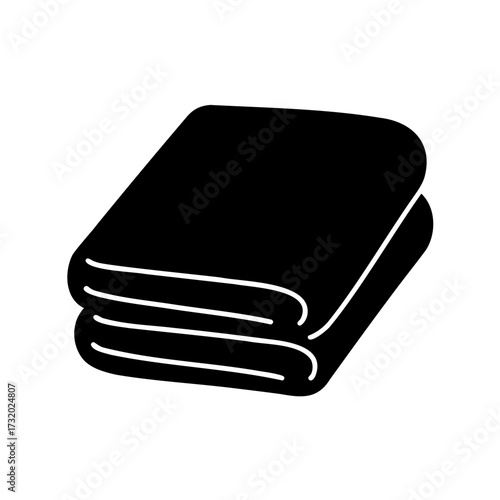 Monochrome illustration of folded towel or blanket for home or travel
