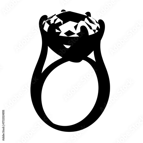 Diamond engagement ring silhouette, luxury jewelry and wedding symbol