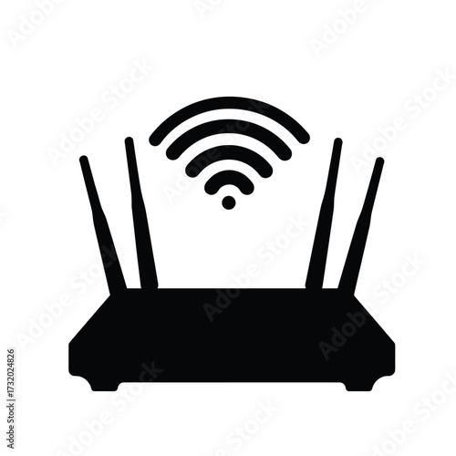 Wi-Fi router icon with wireless signal, internet connectivity and networking concept