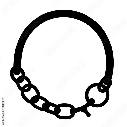 Dog choke chain collar silhouette, pet training and discipline tool concept